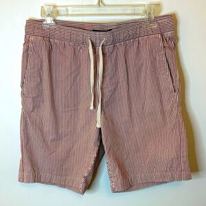 Men's Striped Deck Shorts - Red and White